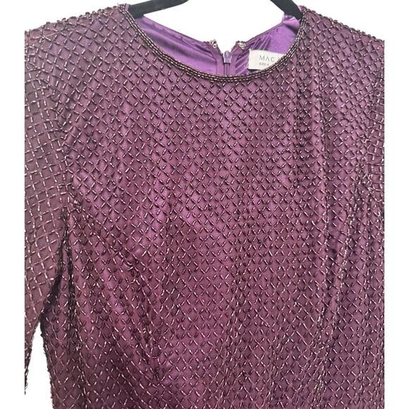 Cocktail by Mac Duggal Long Sleeve Beaded Midi Dress 5530 - Size 4 - NWT - Picture 5 of 6